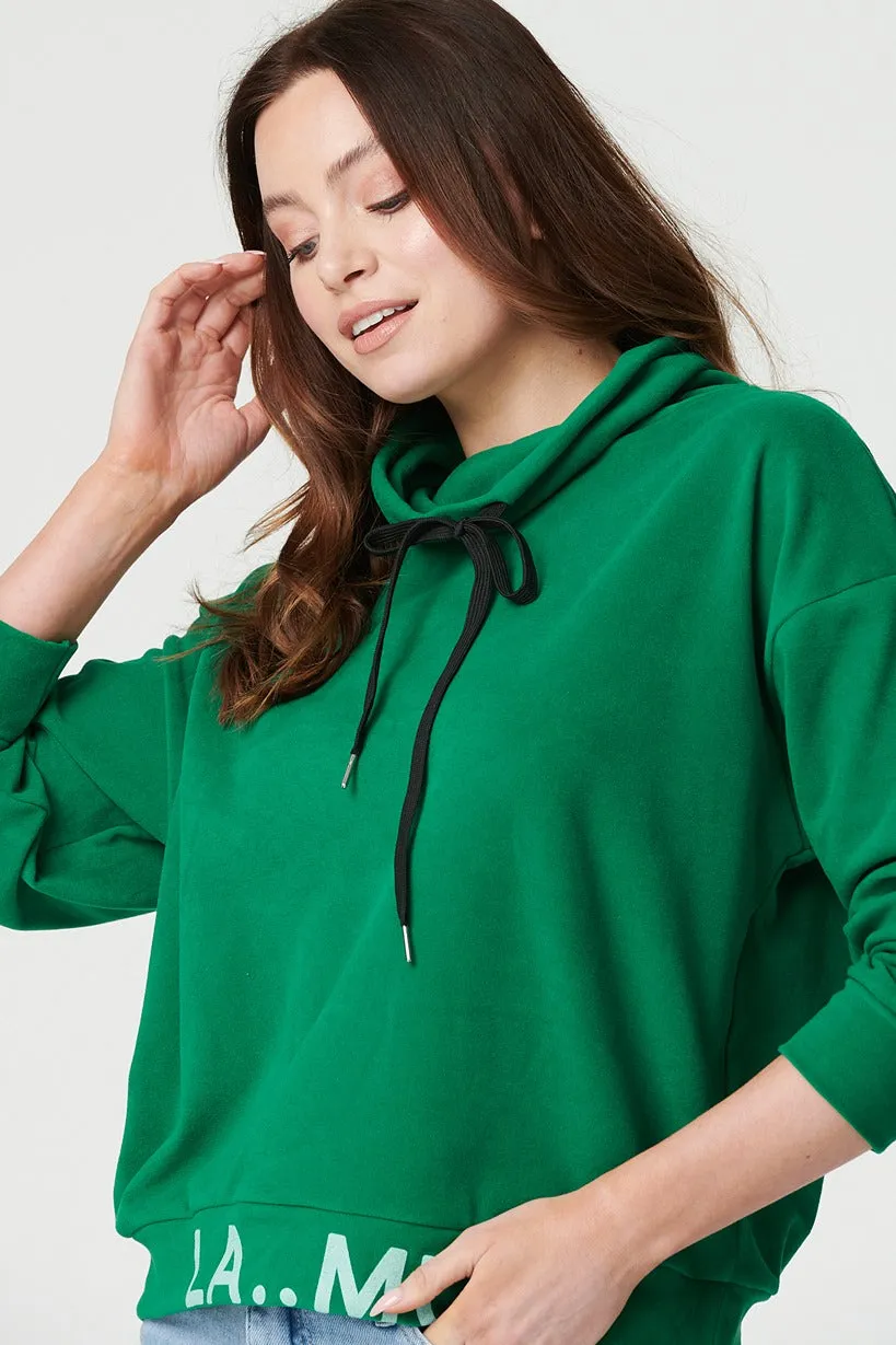 Tie Neck Long Sleeve Sweatshirt