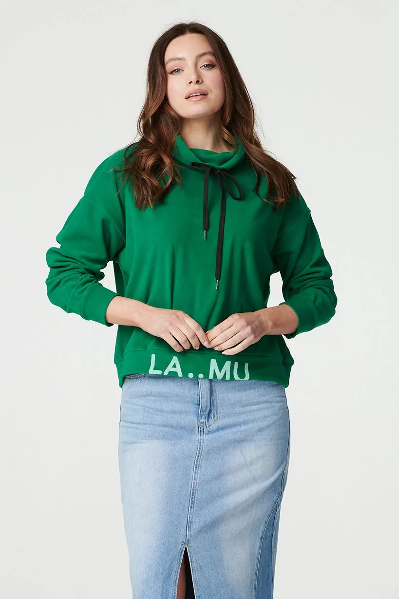 Tie Neck Long Sleeve Sweatshirt