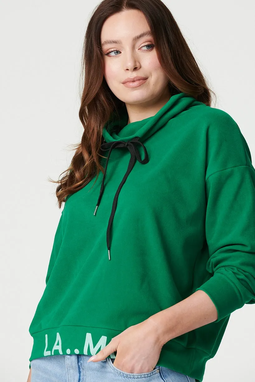 Tie Neck Long Sleeve Sweatshirt