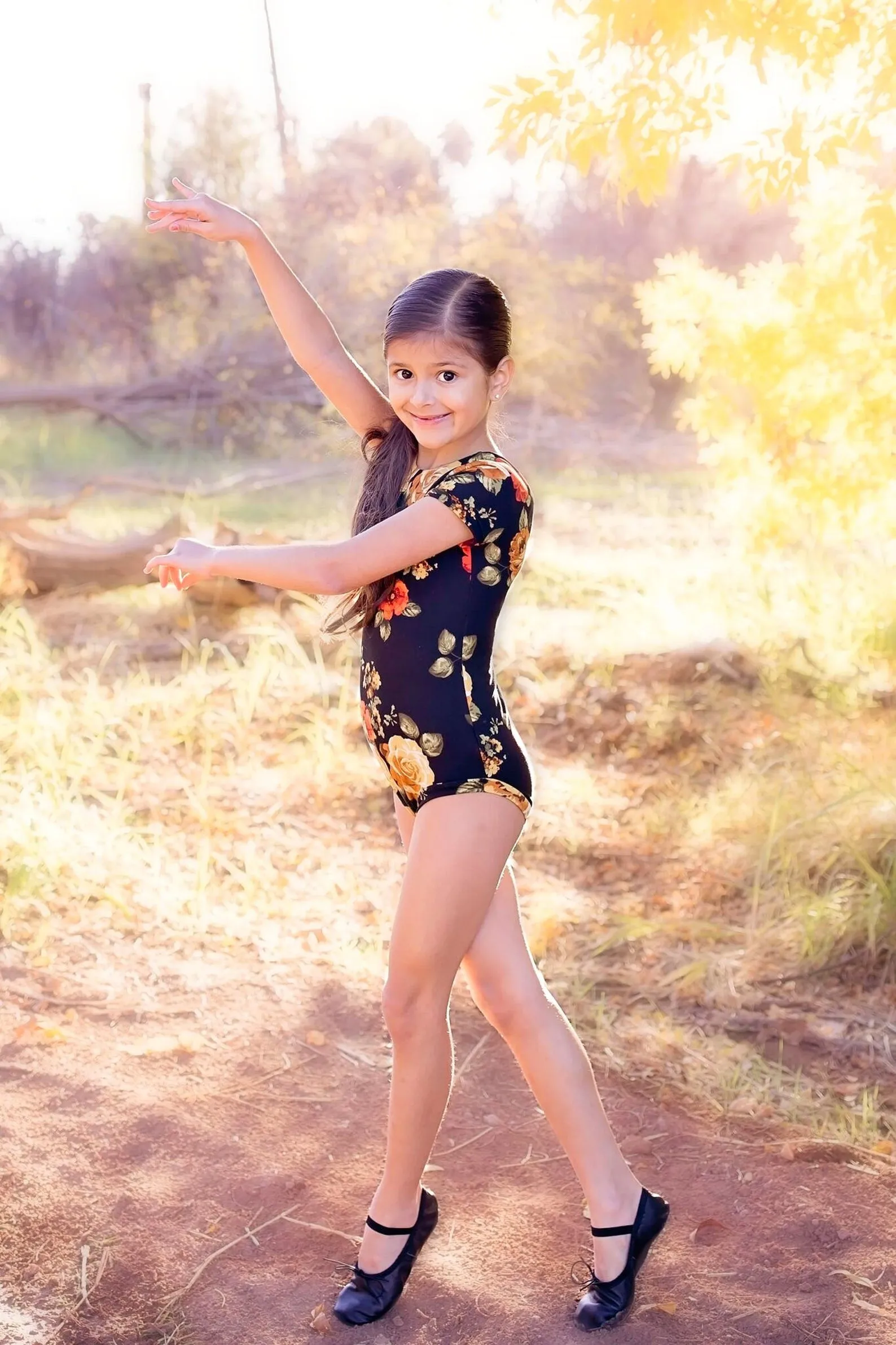 Toddlers Black Floral Leotard