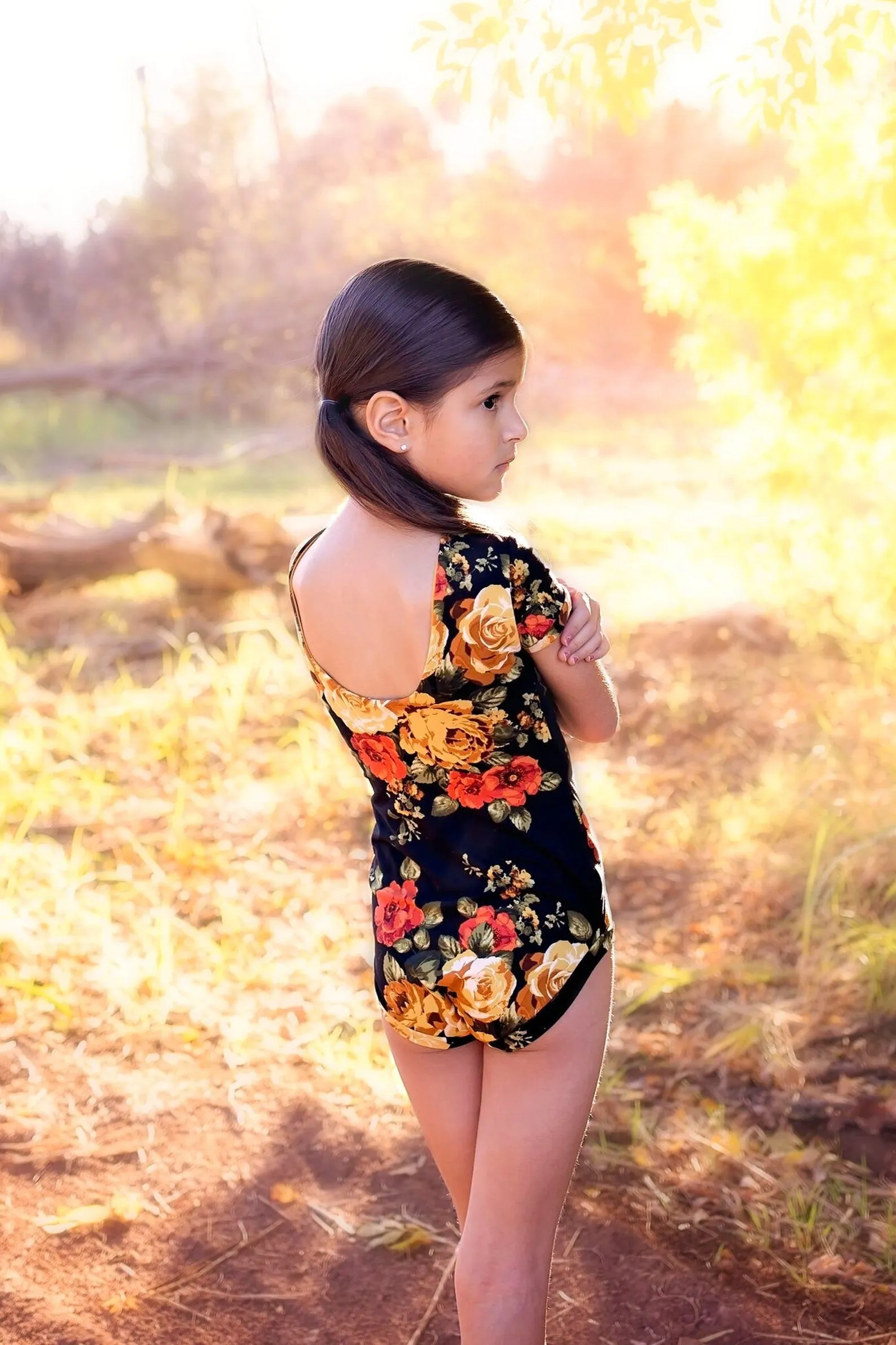 Toddlers Black Floral Leotard